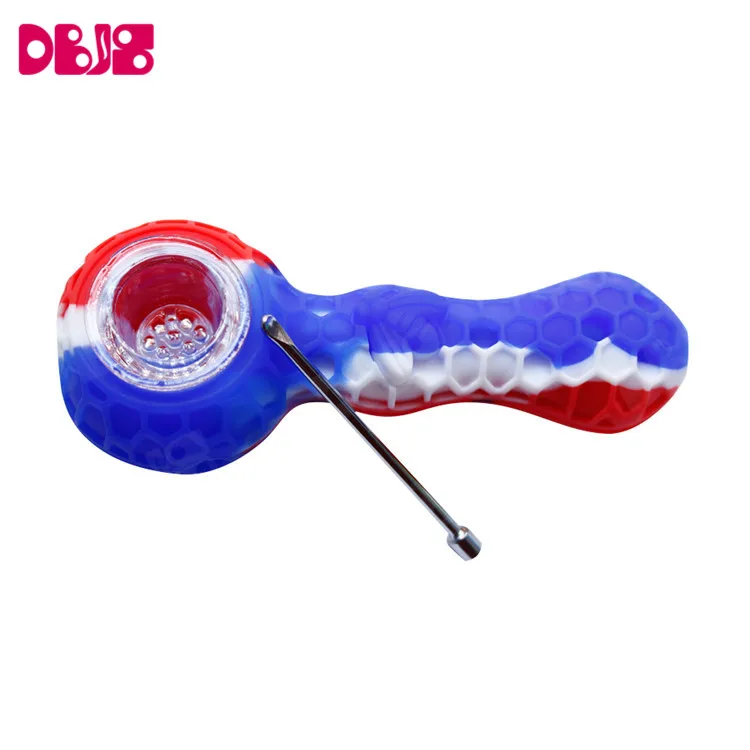 
New Products Custom Logo Silicone Smoking Pipes with Glass Bowl 