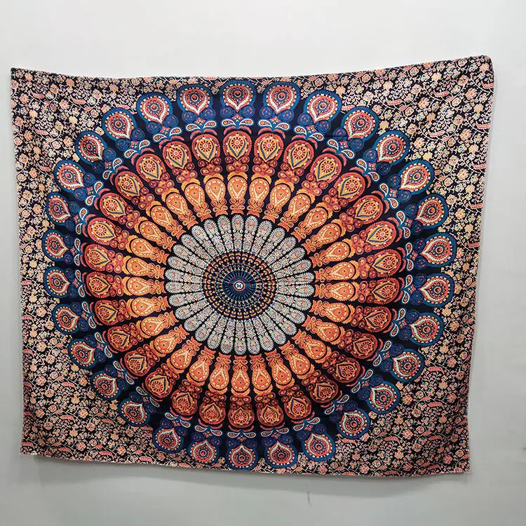 Wholesale Custom Indian Bohemian Mandala Boho Hippie Polyester Digital Printed Wall Hanging Tapestry for Bedroom Decor
