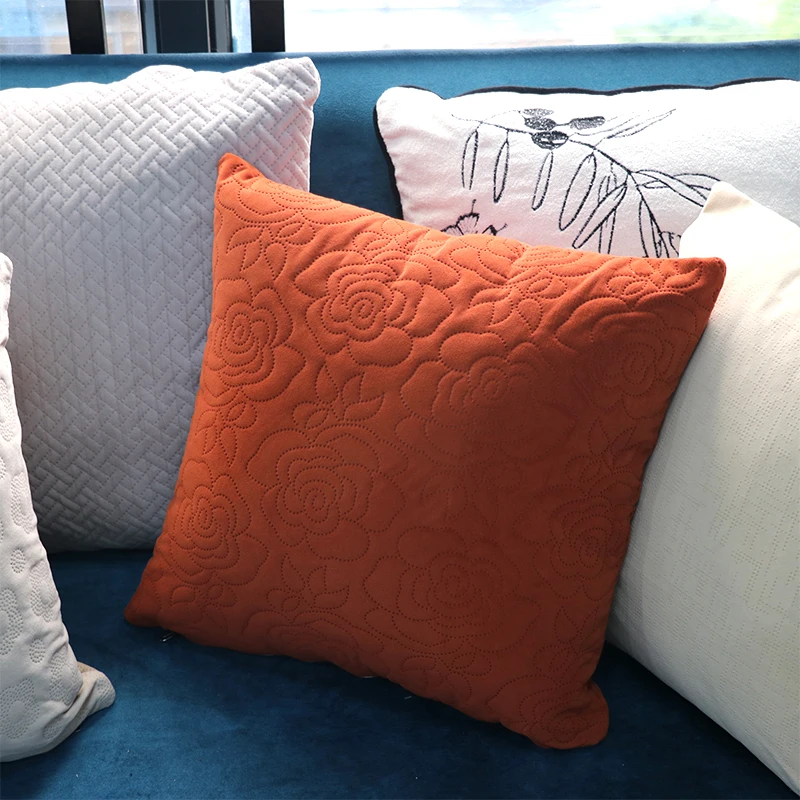 S16F60 Sofa Velvet Customized Pattern Flowers Ultrasonic Quilted Velour Fabric Dot Sheet for Cushion Pillows