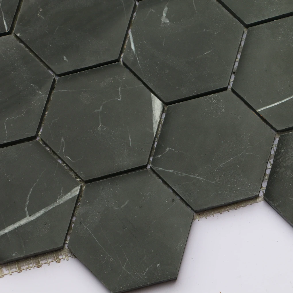 Black Marquina Hexagon marble mosaic tiles marble mosaic hexagonal black honeycomb stone mosaic tiles