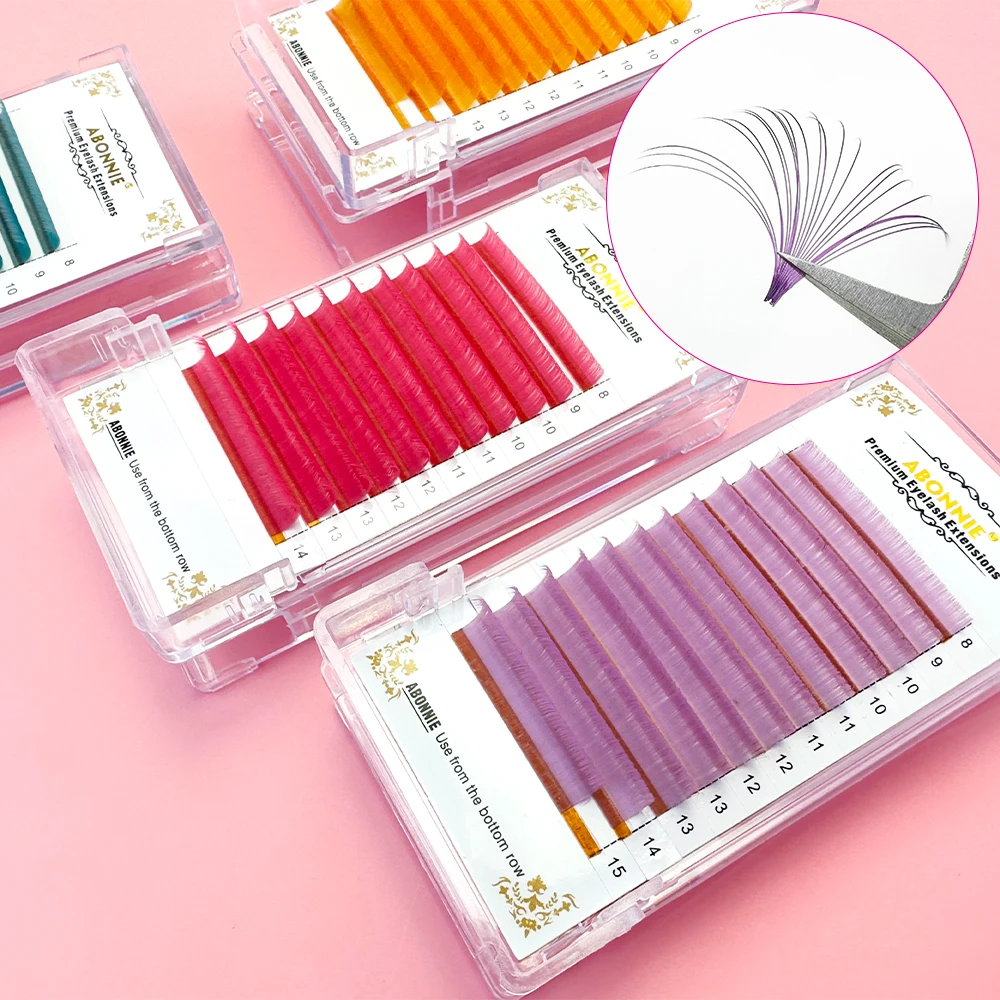 Abonnie easy fan eyelash extention matte black cashmere lash extensions volume trays colored lash extensions