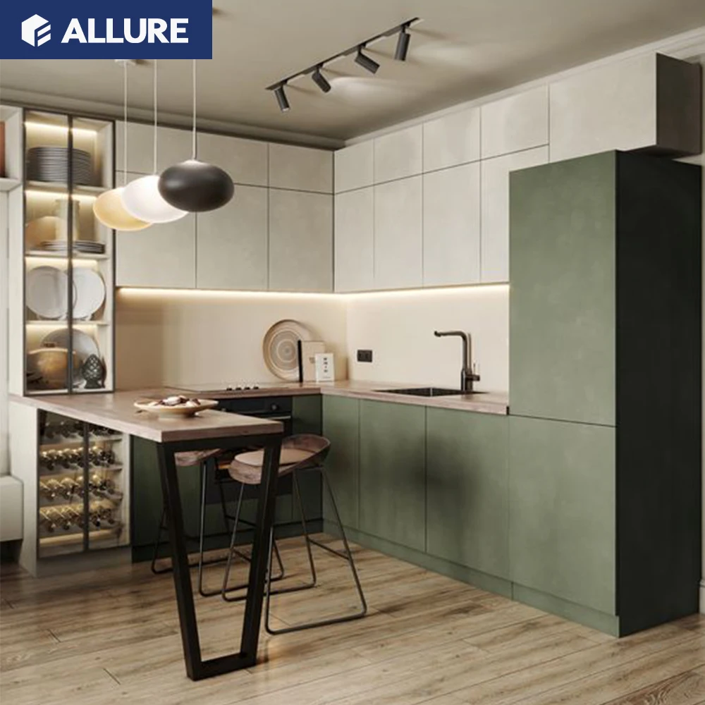 Allure Curved Ready Modern Sets Kichen Cabinets Modern Kitchen Furniture Complete European Glass Minimalist Customized Durable