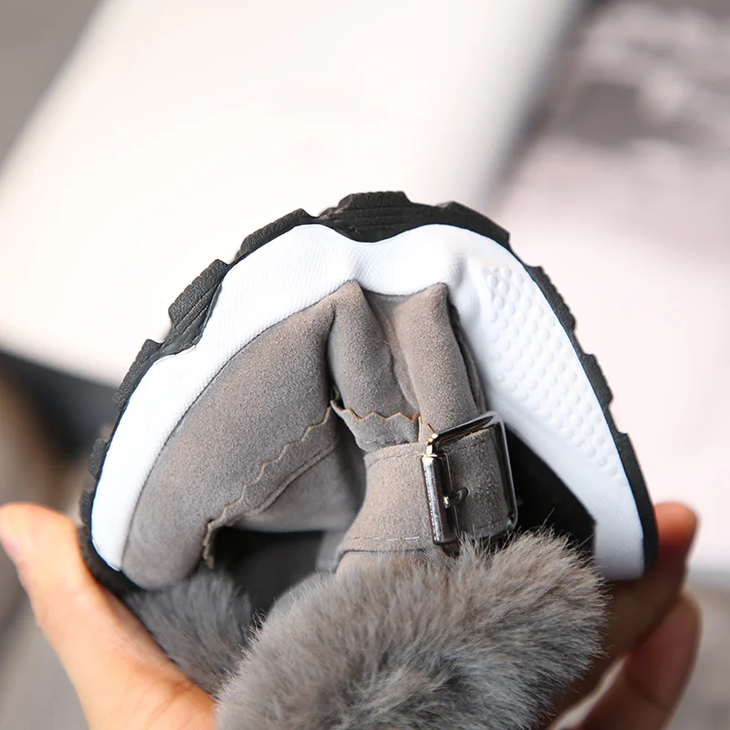 Оптовая продажа, зимняя обувь без шнуровки для девочек, зимние меховые теплые кожаные детские ботинки до щиколотки