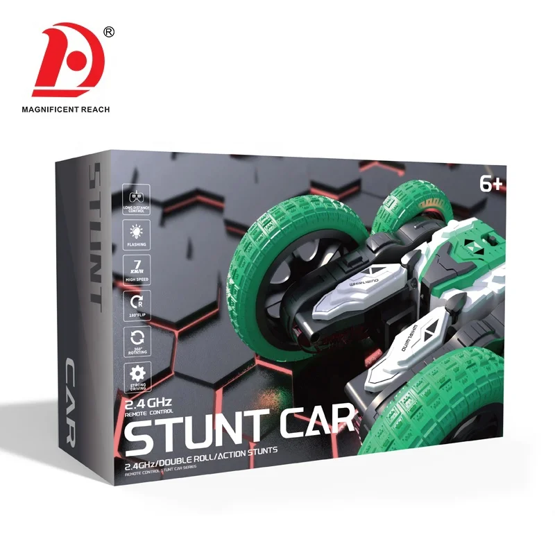 HUADA 2024 2.4G Strong Swing Force 360 Double Roll Tipping Rotating Flexible RC Stunt Car With Light
