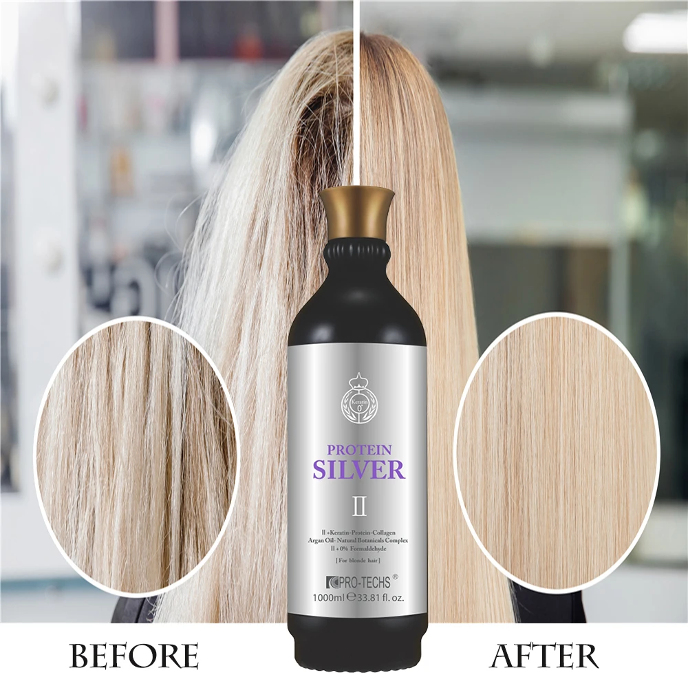 Pro-techs Professional Hair Straightening Results Anti Yellow Tones Blonde Purple Blowout keratin Treatment Protein silver