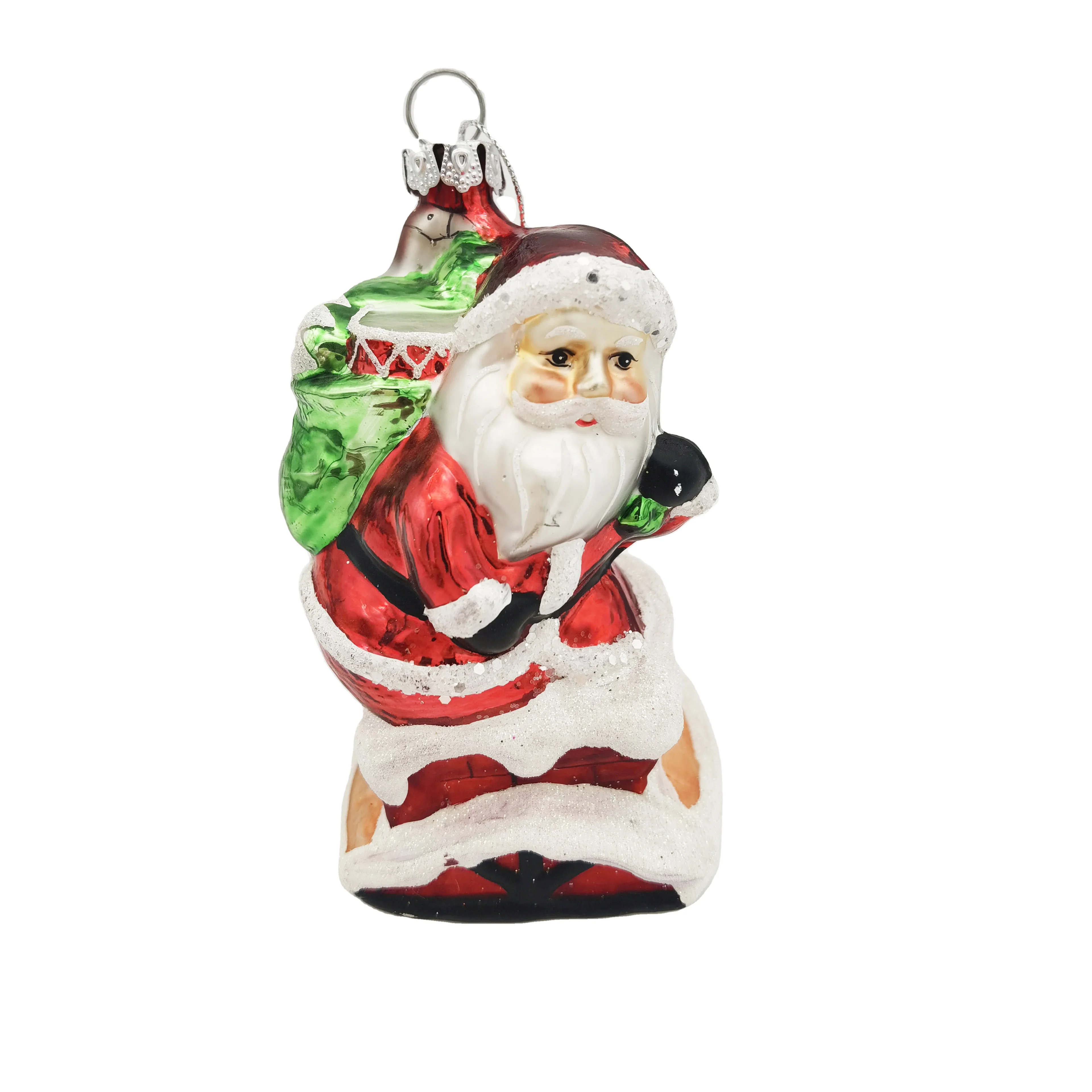 Custom Santa Play Guitar Under The Tree Hand Blown Glass Christmas Ornaments Handpainted Xmas Glass Ornaments