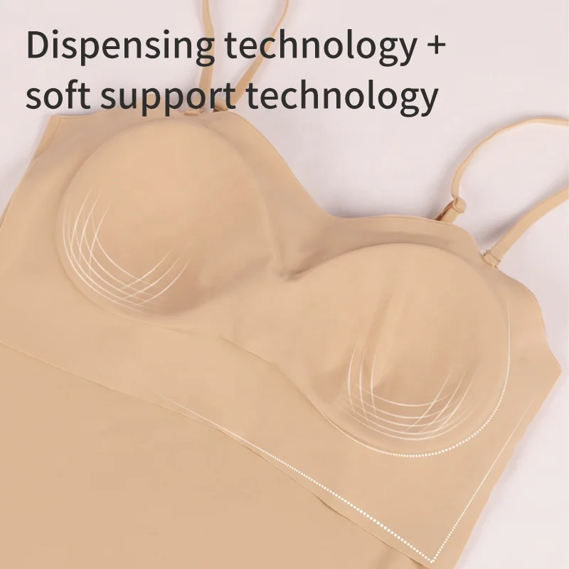 High Quality Daily Soft Silk Wirefree  Premium Seamless Bra Camisole Sujetador de mujer Padded Basic Tops Tank Top For Women