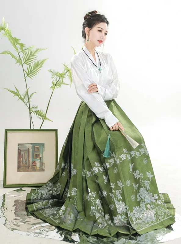 Chinese Style Attire Hanfu Modern Horse Face Skirt Hanfu Women Embroidery Butterfly Flowers Hanfu Chinese Traditional For Girls
