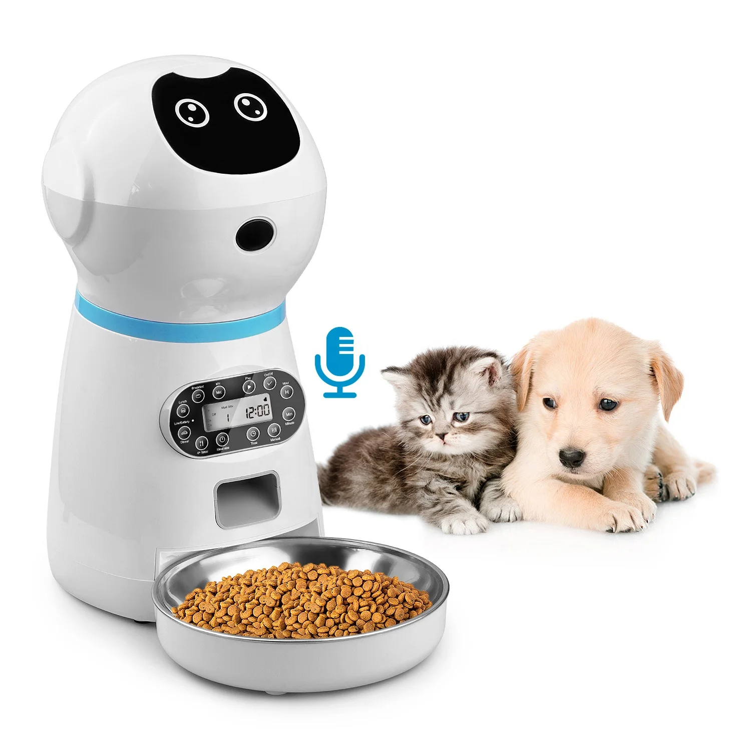 Multifunctional 3.5L Dog Cat Smart Robot Pet Bowls Food Dispenser Timing Voice Broadcast Automatic Pet Feeder