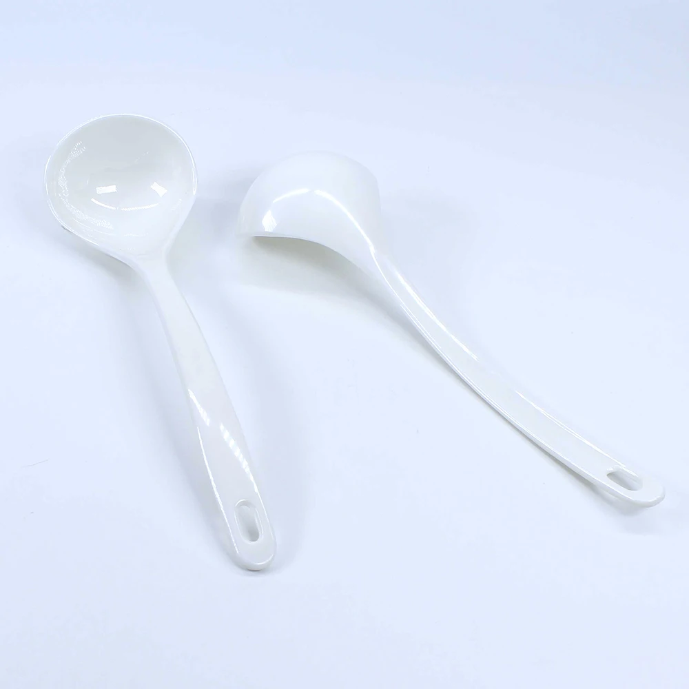 Wholesale Kitchen Accessories Durable Tableware Tablespoon White Melamine Long Handle Soup Spoon