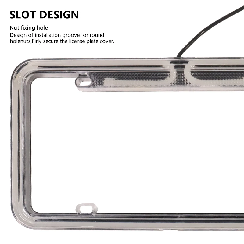 5 Colors 12V LED 60 Lights Universal Acrylic Plastic License Plate Cover Frame