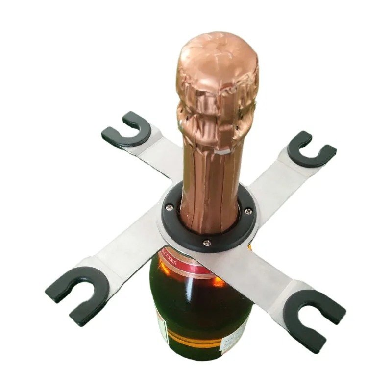 Мгновенная доставка, 4 стакана для бутылок вина и шампанского, складной держатель для бутылок из нержавеющей стали