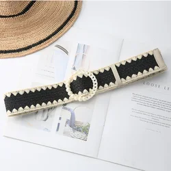 Wholesale High Quality Bohemian Belt Smooth Buckle Wide Belt Woman Woven Belt For Dress