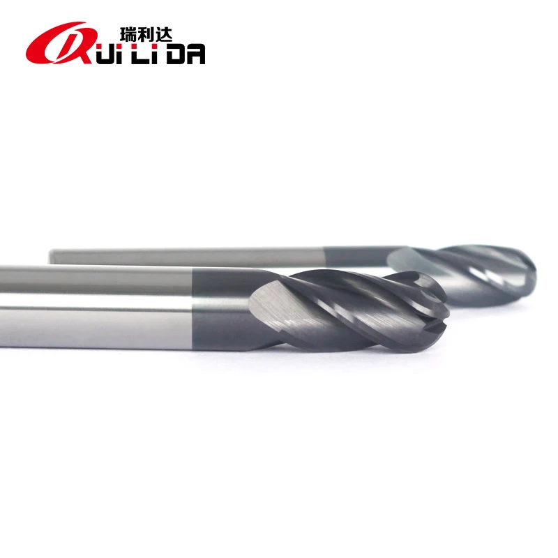 RLD  high efficiency HRC50  4 flutes carbide ball nose endmill cnc carbide cutting tools for steel