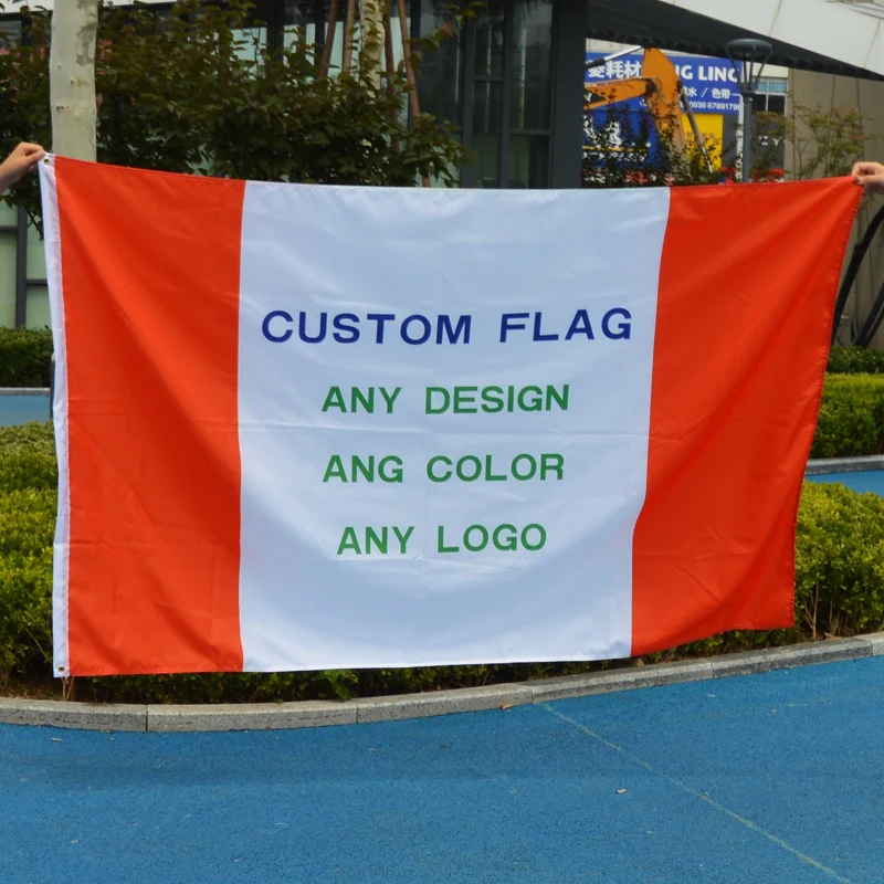High Quality Stock 150D Polyester Flying Customized Logo Printing 3*5ft Custom Flags