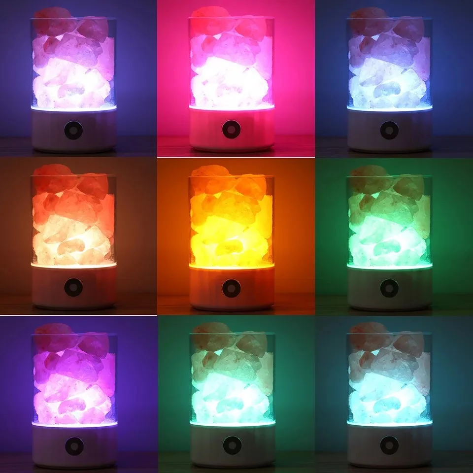 
Himalayan Salt Lamp Pink Natural Sea Crystal Rock Changing Color Led Night Light Modern Fashionable Bedroom Bedside Decoration 