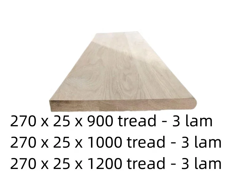 Hot selling of new products White oak staircase Tread Riser newel post handrail blank moulded 3 lam