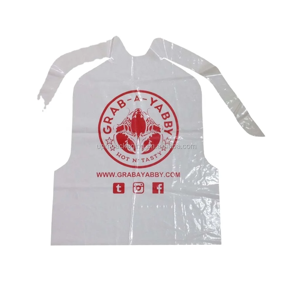 One time use disposable waterproof kitchen LDPE plastic apron baby bibs