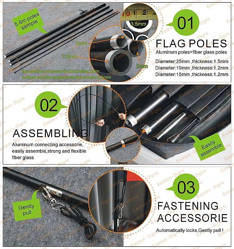 Storage Bag Beach Fiberglass Aluminum Street Display Flying Banner Stand Flagpole Feather Flag Pole Kit For Outdoor Advertising