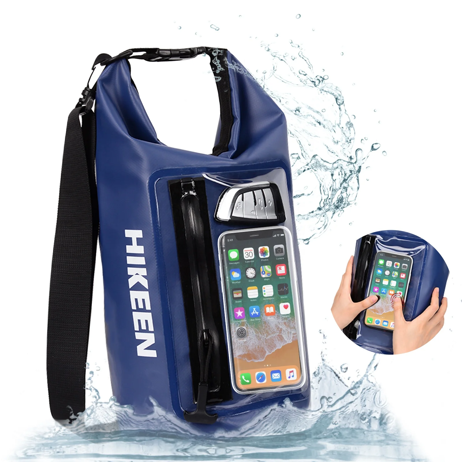 IPX7 Waterproof Dry Bag 5L - Waterproof Zip Touch Screen Phone Keeps Gear Dry, Lightweight Roll Top Dry Backpack