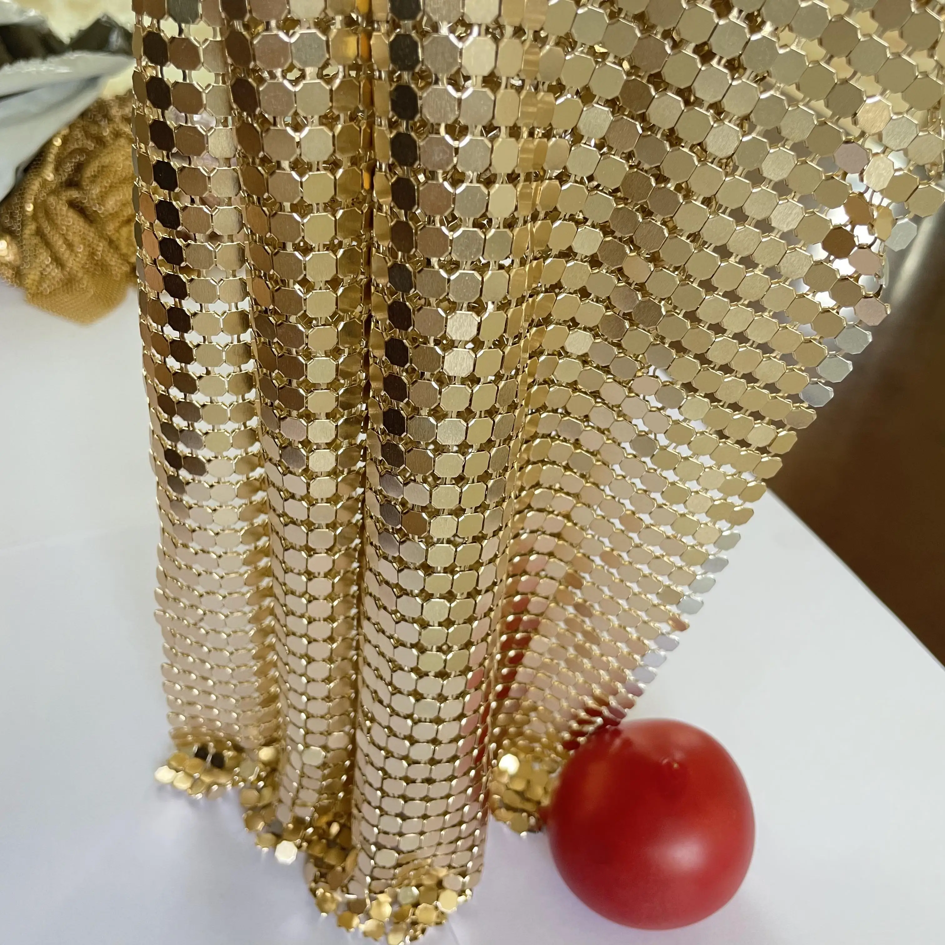 Metal Polishing Knitted Mesh Fabric for Clothes Dress and Curtains