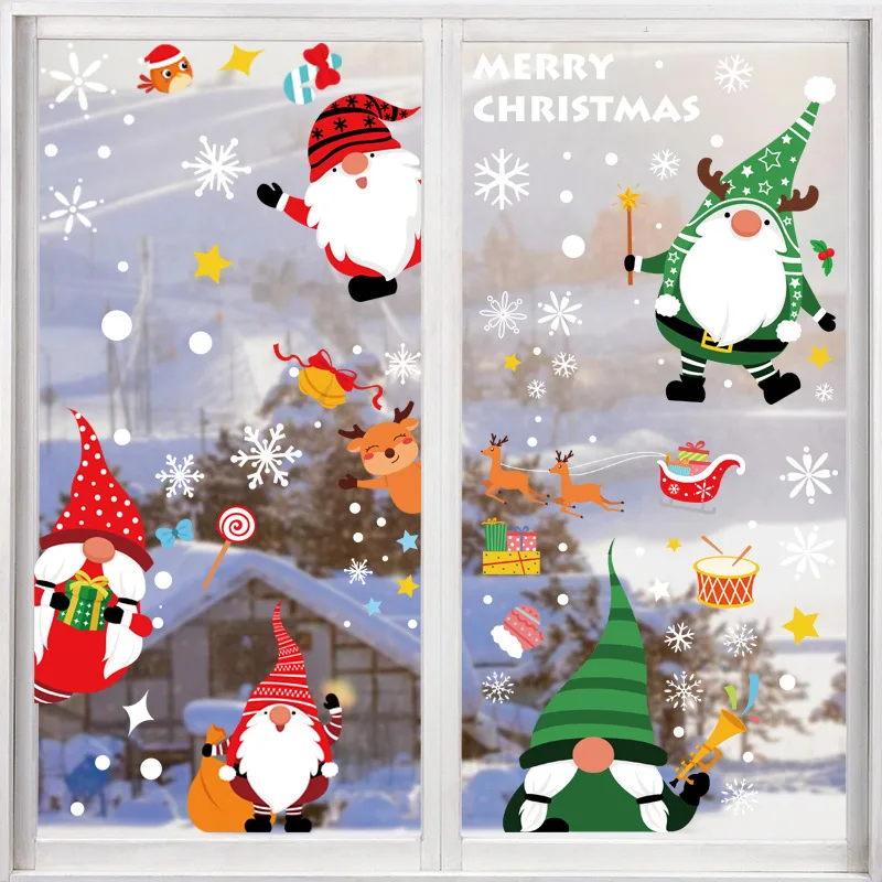 New Arrival Colorful Electrostatic Decorative Snowflake Merry Christmas Mirror Window