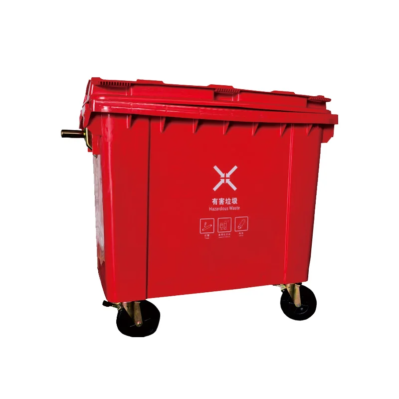 Large Outdoor 660L Public Mobile Wheelie Waste Bin Plastic Street Dustbin with Lid for Garbage Container Service Equipment