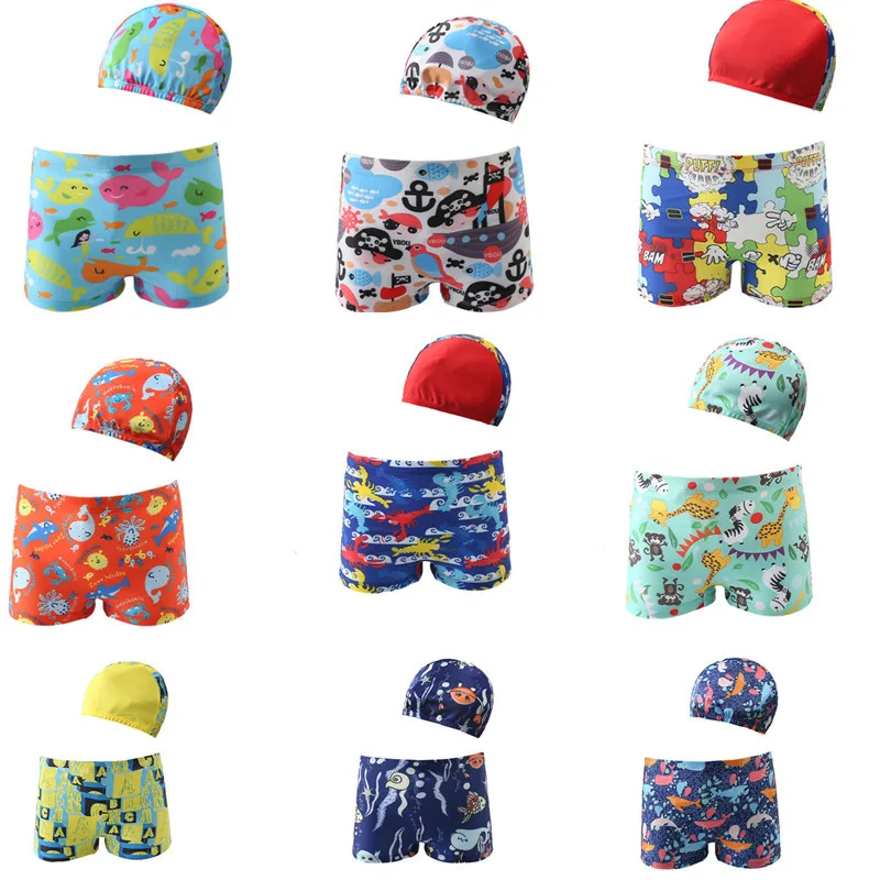 Оптовая продажа индивидуальный дизайн для маленьких мальчиков детей возраста 0 2 3 4 купальник пляжная одежда нижние брюки с шапками пляжные
