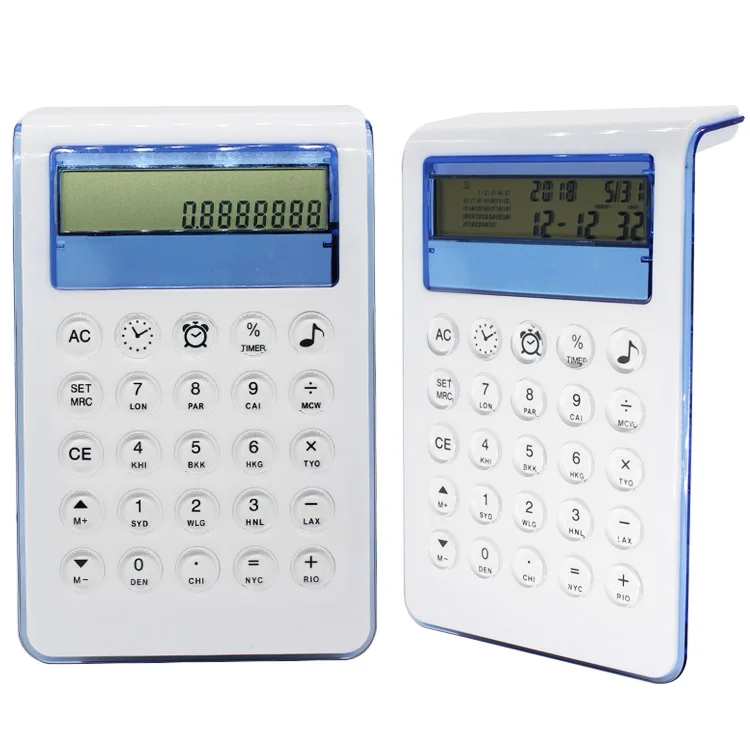 Multi functional Electronic World Time Travel Calendar Alarm Clock  8-digit Desktop Office Calculator