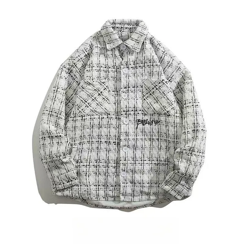 New Arrival Stock Fancy Tweed Dress Jacket Black White Plaid Winter Clothes for Women Tweed Fabric