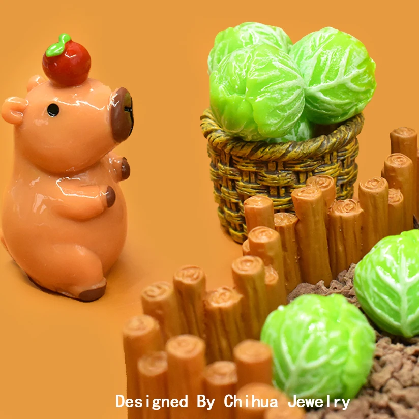 Cute Cabbage Resin Flatback Cabochon Miniature Vegetable For DIY Slime Accessories Doll House Kitchen Toy Fairy Garden Figurines