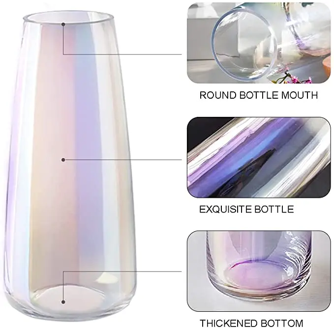 Modern hand-made glass transparent hydroponic plant container magic clear glass cone flower vase for wedding decor