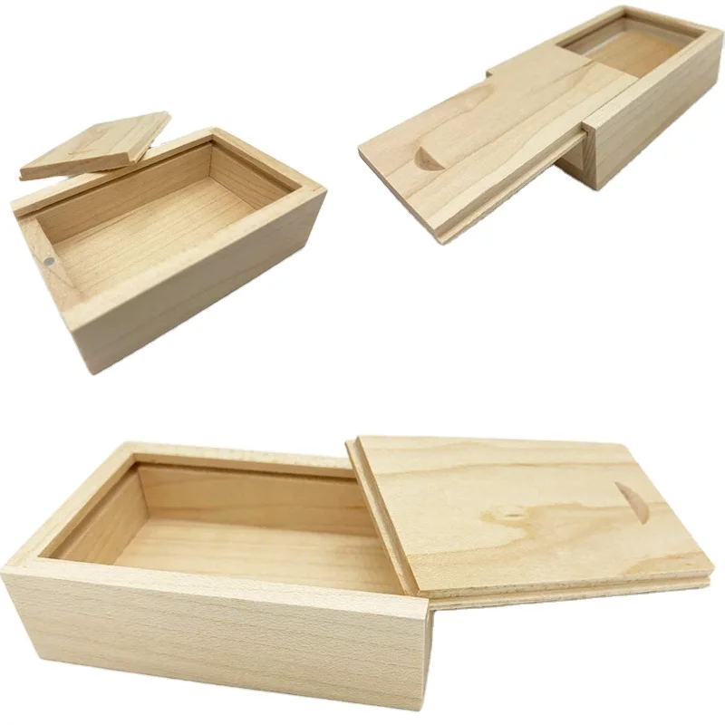 custom handcrafted pine wood gift packaging box gift packing case with sliding lid top unfinished natural color
