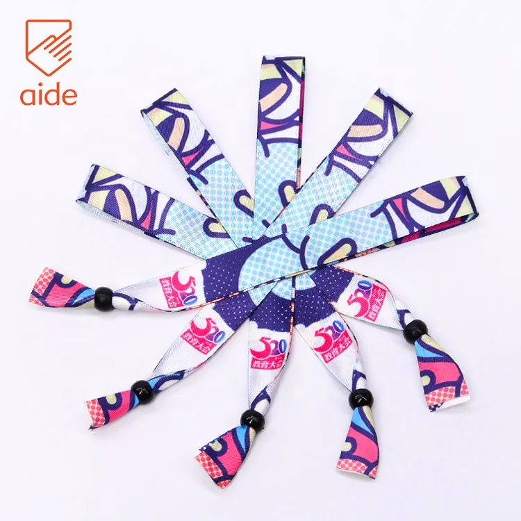 Пользовательские Логотип Печатных Сублимации фестиваль ткань тканые полиэстер напульсники