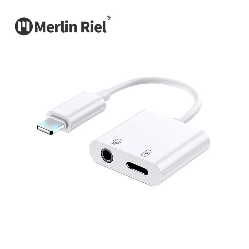 Double Audio Charger Earphone Adapter Mini Ios 3.5Mm Aux Headphone Jack Adapter For Lighting For Iphone For Apple