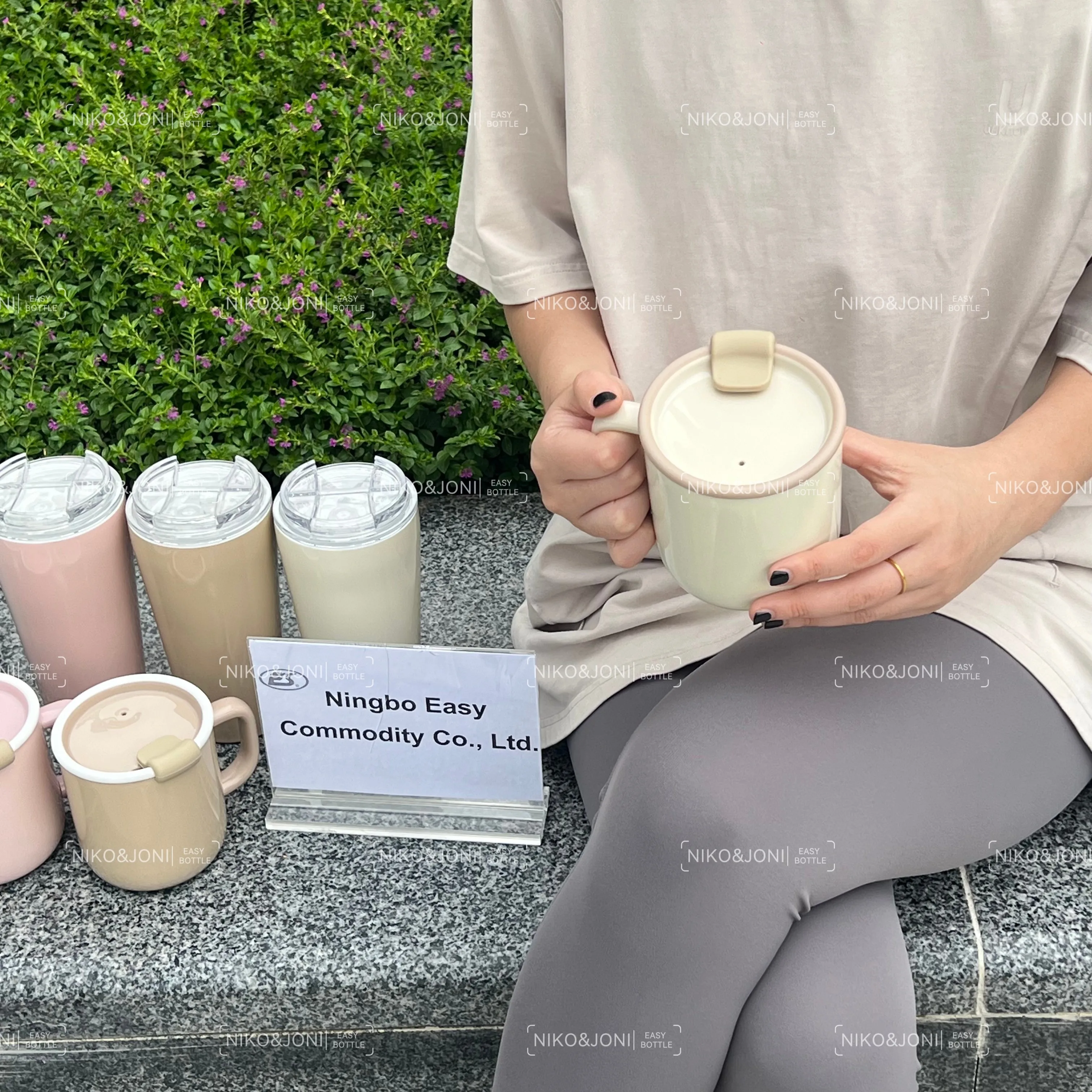 2025 New 460ml Inner Ceramic Coated Coffee Mug With Handle and Lid Double Layer Vacuum Insulated 16oz Tea Cup Latte Mug