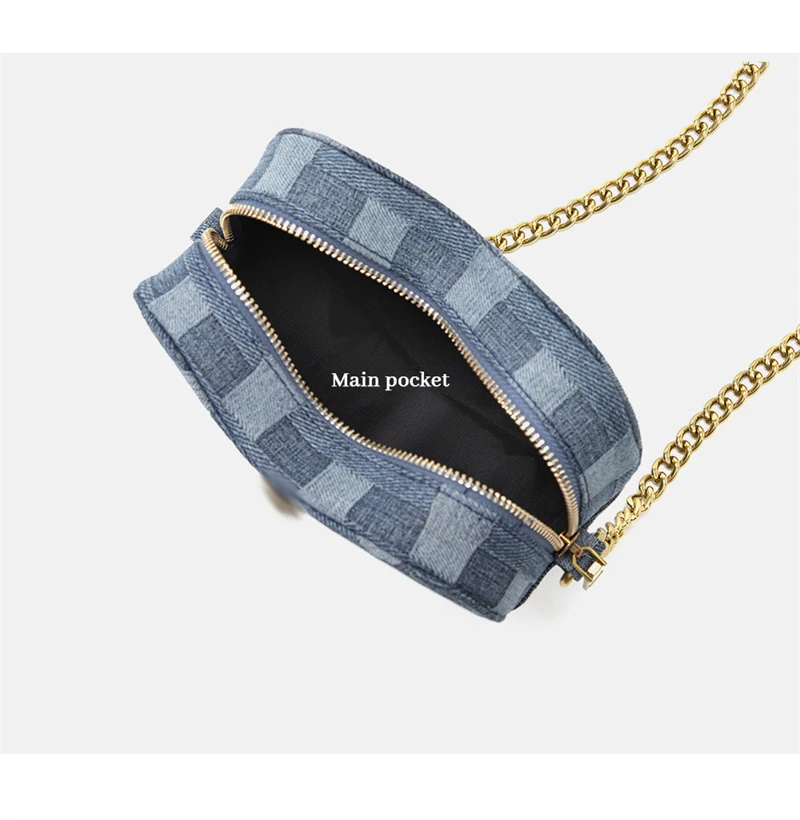 New Style Women Metal Eagle Head Handbag Wash Denim in Weave Print Purse Jointing Cross Body Bag