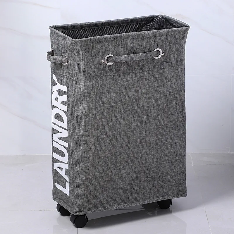 Dirty cloth storage basket splicing handle flexible colored hemp morden luxury wheeled laundry basket with wheels