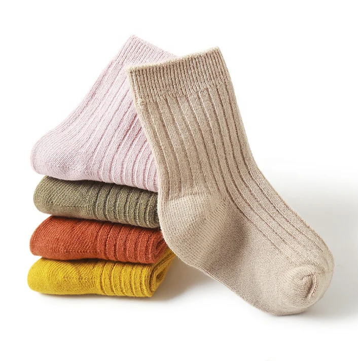 wholesale Children solid color socks kid parent baby girls boys medium tube high quality cotton adult socks