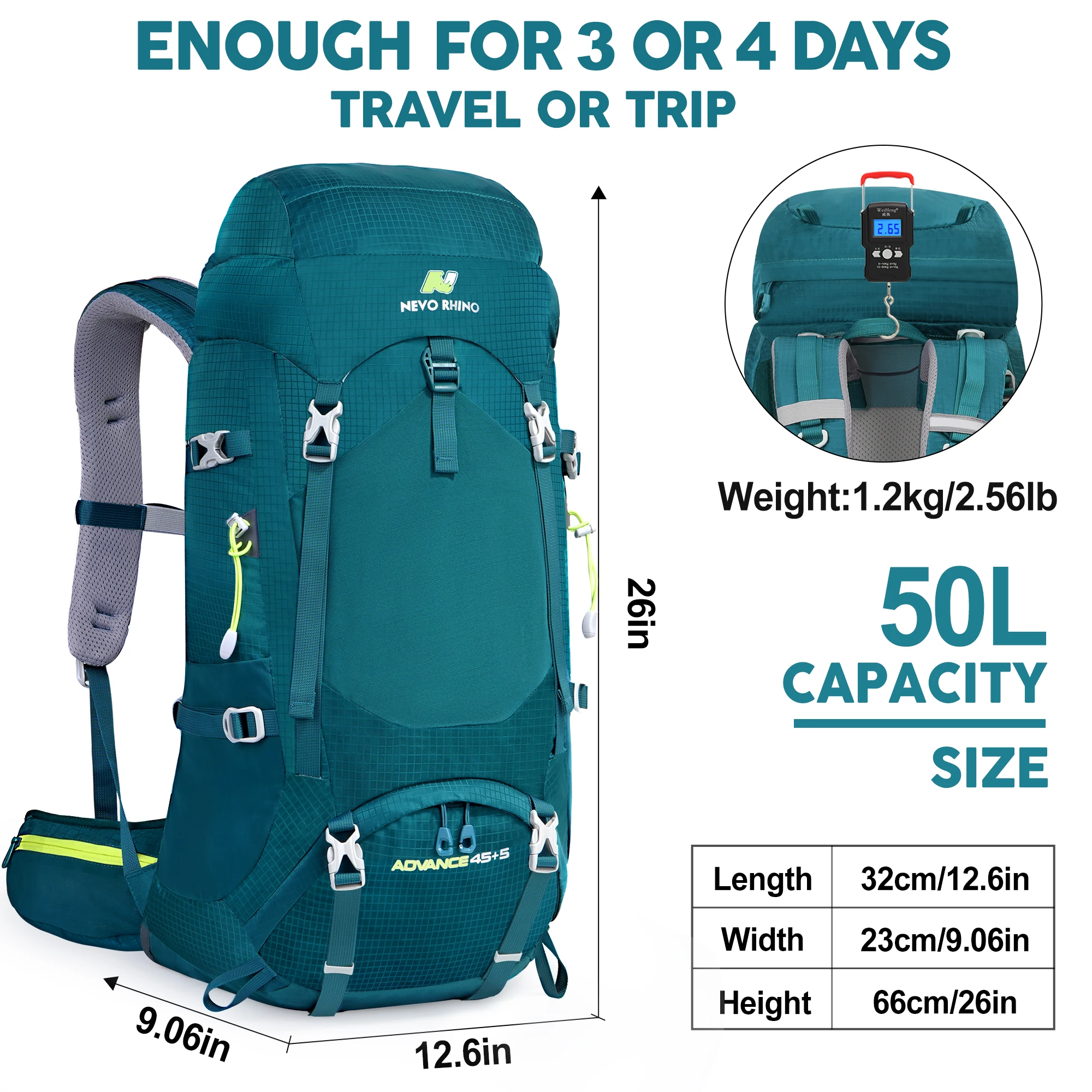 New design best selling 50L outdoor hiking backpack waterproof off-road sports backpack nylon large size bag
