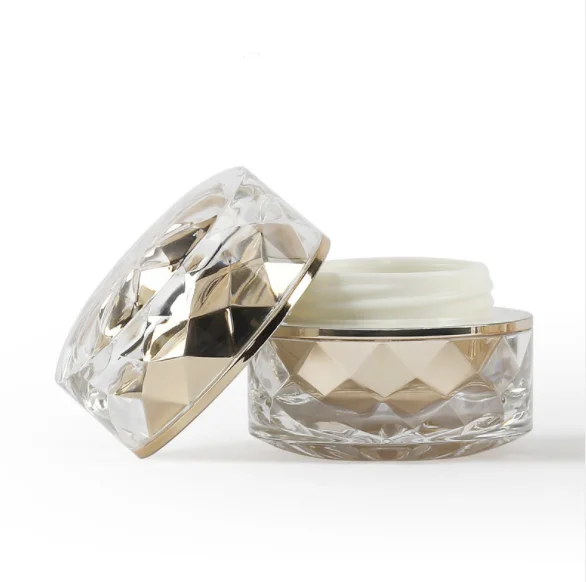 7g acrylic gold silver double wall luxury diamond jar with inner lid for eyecream essence cream
