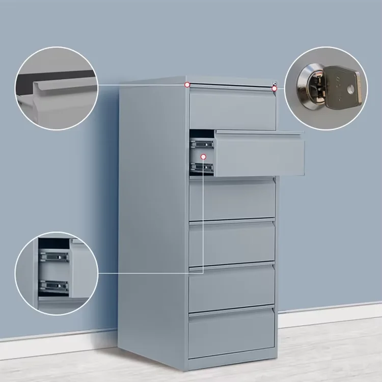 Sanjian customized KD white home  office file document storage lockable 6 drawer steel metal filing cabinet