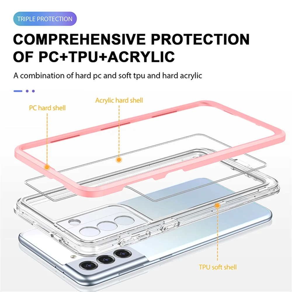 New Arrive Double Color Detachable 2 in 1  1.5mm PC TPU Clear case For Samsung S21 Ultra M52 A33 A73 A43 A23