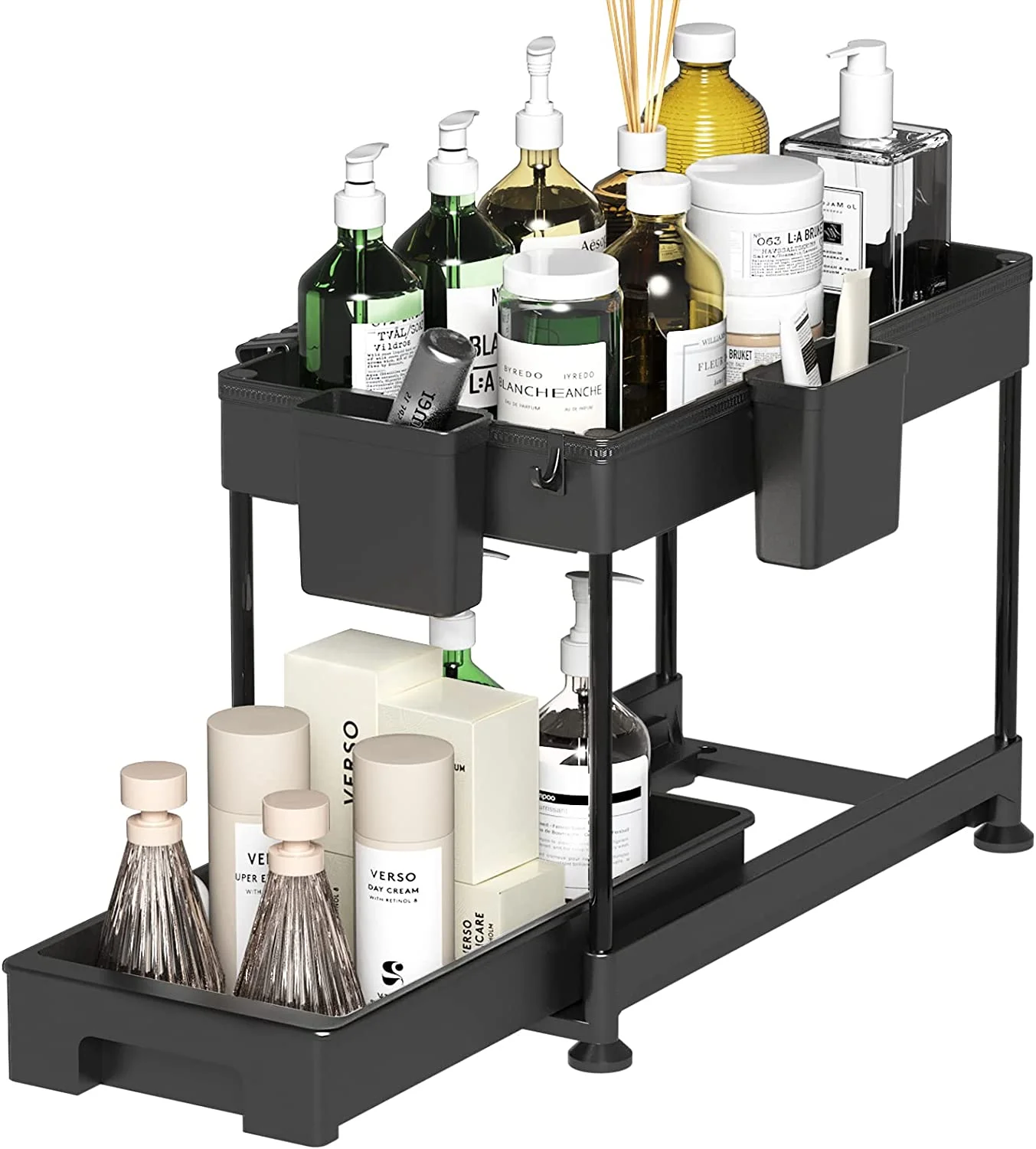 Kitchen Storage 2Tier Sliding Cabinet Basket Drawer Under Sink Organizer Bathroom Storage Plastic Shelf Rack Sink Organizer