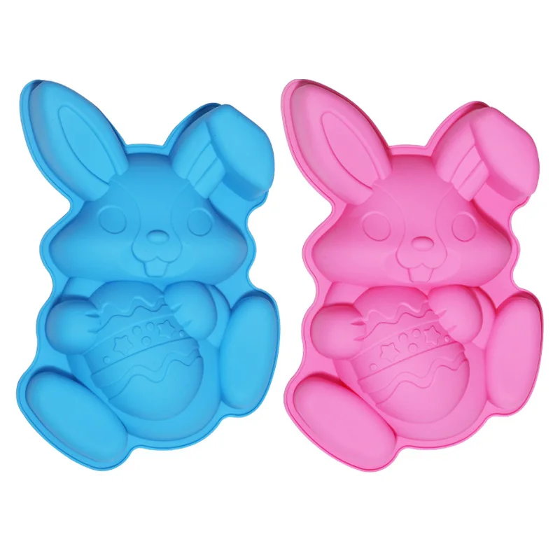 2024 new Large size Custom logo Easter Egg Rabbit Baking Moulds Cake mold Decorating Cake Tools silicone baking pans For Easter