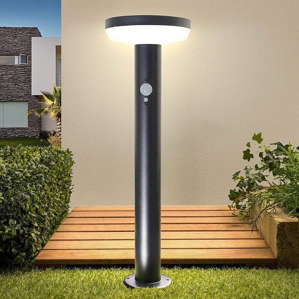 Landscape waterproof stainless steel motion sensor round led outdoor modern garden solar light