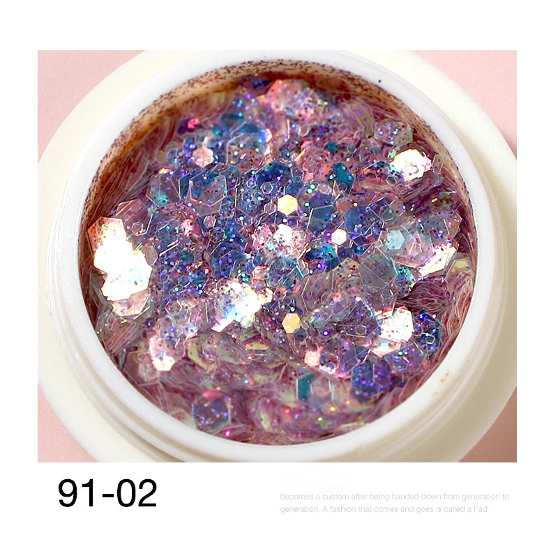 Private Label Mixed Mermaid Hexagon Chunky Glitter Sequins Acrylic Powder Nail Glitter Powder For Nails