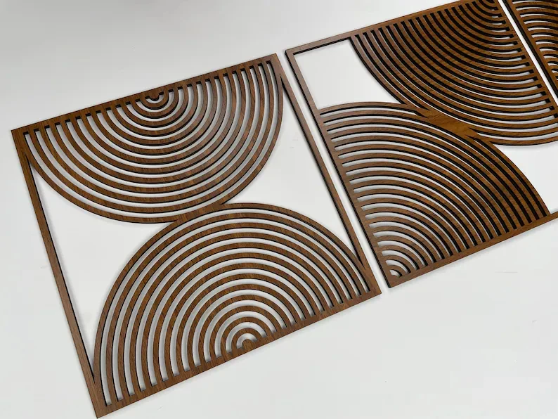 202407Wall Art  Boho Home Gift  Large Wood Wall Art with Midcentury Modern Style Mid Century Modern Wood Wall Art