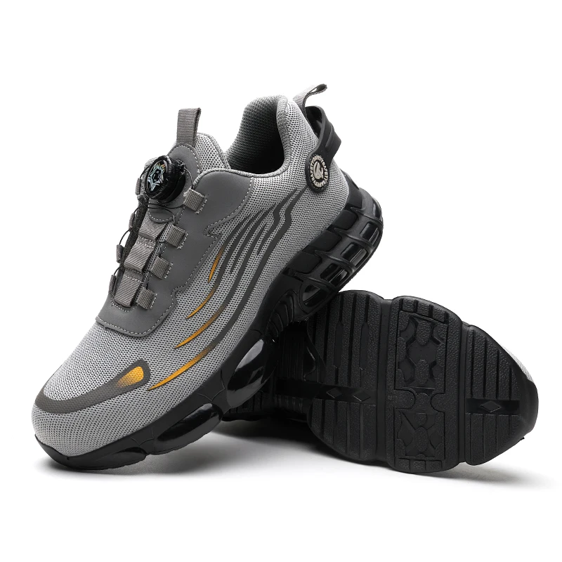 Original Brand New TPU  outsole Mens Work Shoes Steel Toe Construction Safety shoes , Twist Dial lock safety sneaker Black