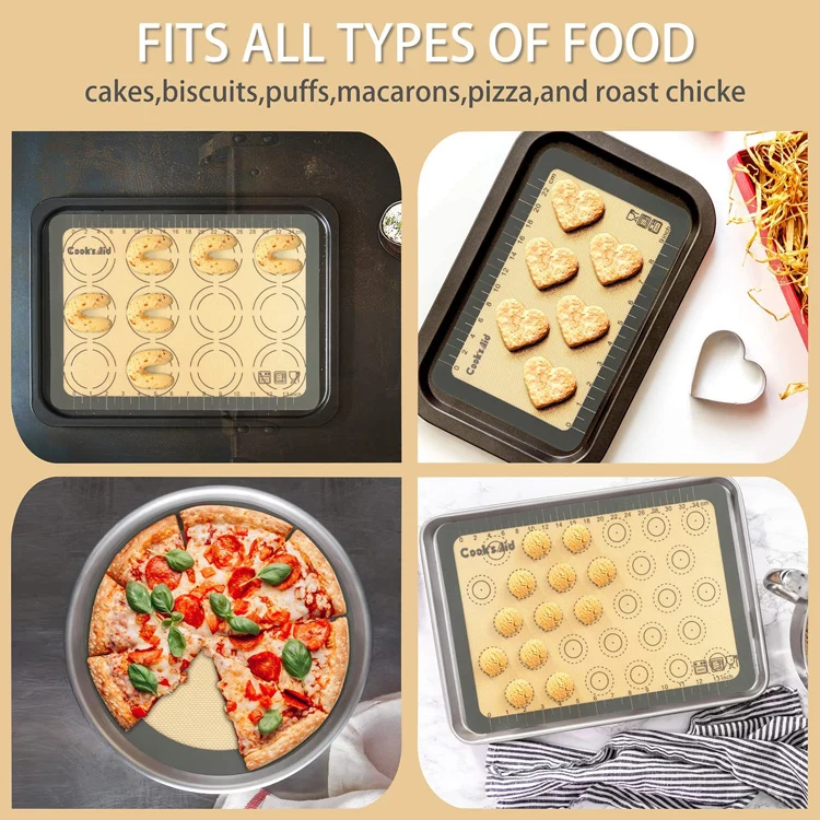 Wholesale Custom Perforated Non Stick Reusable Pastry Mat Macaron Silicone Baking Mat Sheet